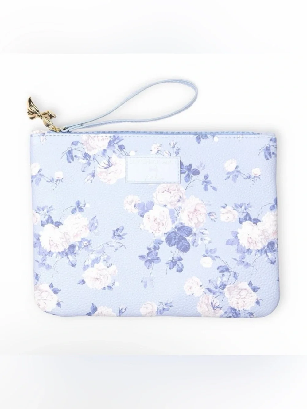 LoveShackFancy × Target Yoobi Flat Zip Pencil Case with Strap Whisper Blue NWT